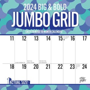 Big and Bold Jumbo Grid | 2024 12 x 24 Inch Monthly Square Wall Calendar | Matte Paper and Sticker Sheet | StarGifts | Easy to See Large Font