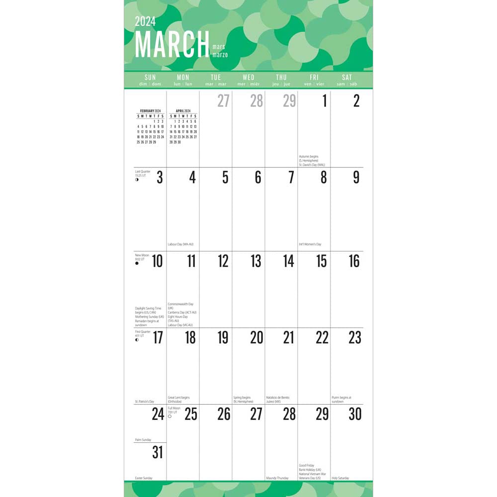 Big and Bold Jumbo Grid | 2024 12 x 24 Inch Monthly Square Wall Calendar | Matte Paper and Sticker Sheet | StarGifts | Easy to See Large Font