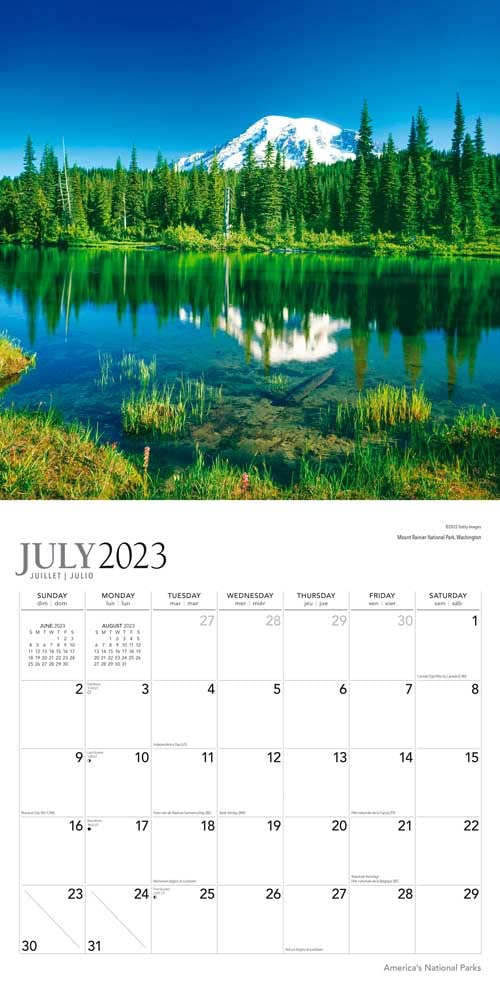America's National Parks | 2024 12 x 24 Inch 18 Months Monthly Square Wall Calendar | Foil Stamped Cover | July 2023 - December 2024 | Plato | Yosemite Yellowstone