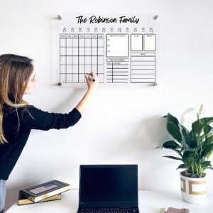 Acrylic Family Planner Wall Calendar - Personalized Calendar 2024, Personalized Dry Erase Board, Dry Erase Calendar, Monthly Weekly Calendar, Transparent