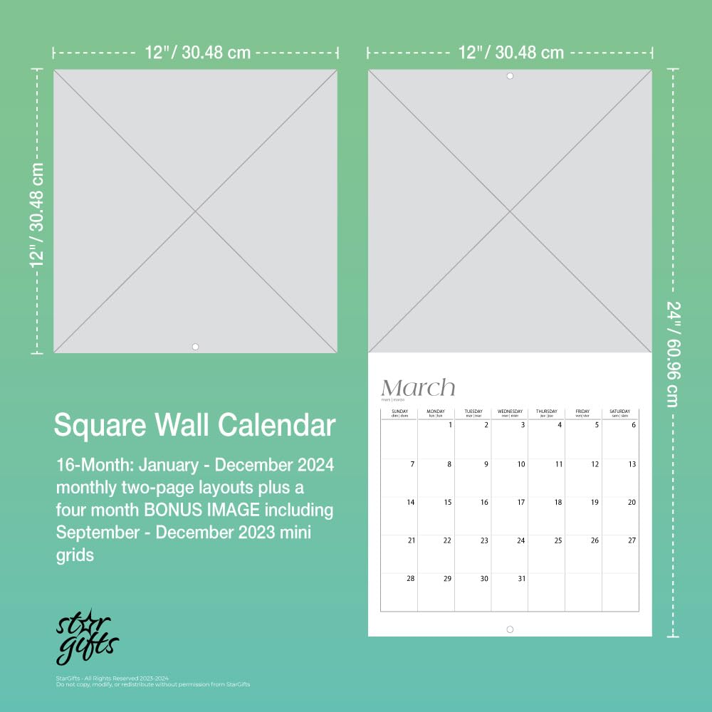 The Simple Life | 2024 12 x 24 Inch Monthly Square Wall Calendar | Sticker Sheet | StarGifts | Inspiration Photography