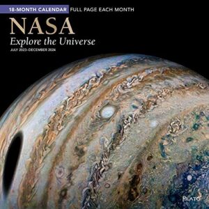 nasa explore the universe | 2024 12 x 24 inch 18 months monthly square wall calendar | foil stamped cover | july 2023 - december 2024 | plato | space cosmos inspiration