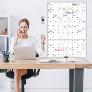 Dry Erase Wall Calendar 3 Month Calendar - Blank Undated Reusable Quarterly Calendar - Whiteboard Premium Laminated Poster - Laminated Office Jumbo 38x26 Inches Wall Calendar (Vertical)