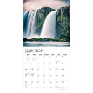 The Beauty of Waterfalls | 2024 12 x 24 Inch Monthly Square Wall Calendar | Sticker Sheet | StarGifts | Nature River Lake