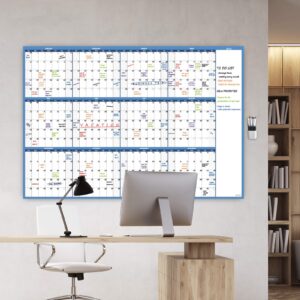 Large Dry Erase Wall Calendar - 52"x36" - Blank Undated Yearly Calendar - Whiteboard Premium Laminated Planner - Reusable Laminated Office Jumbo 12 Months Calendar