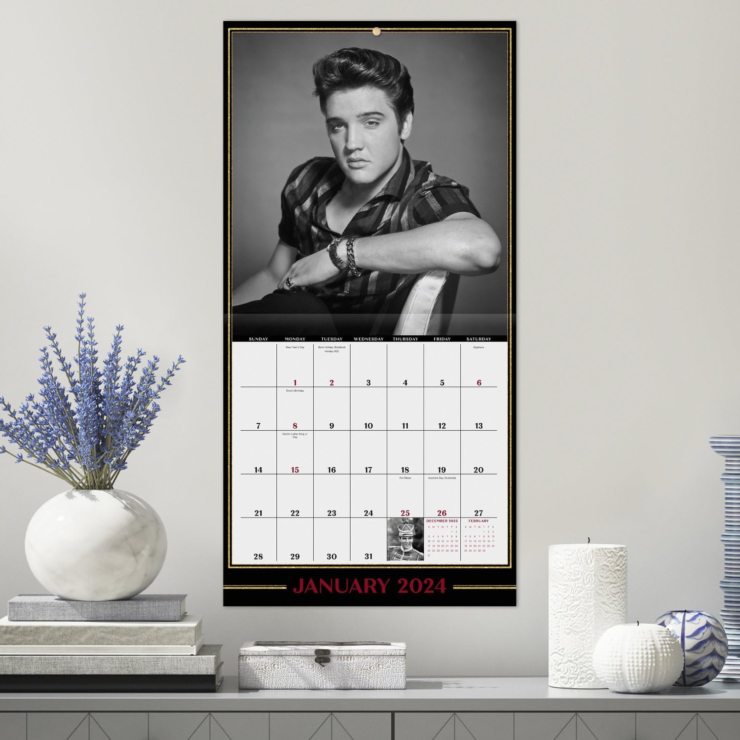 2024 Elvis Presley Monthly Wall Calendar, 16 Months, 12" x 12" (DDD3732824)