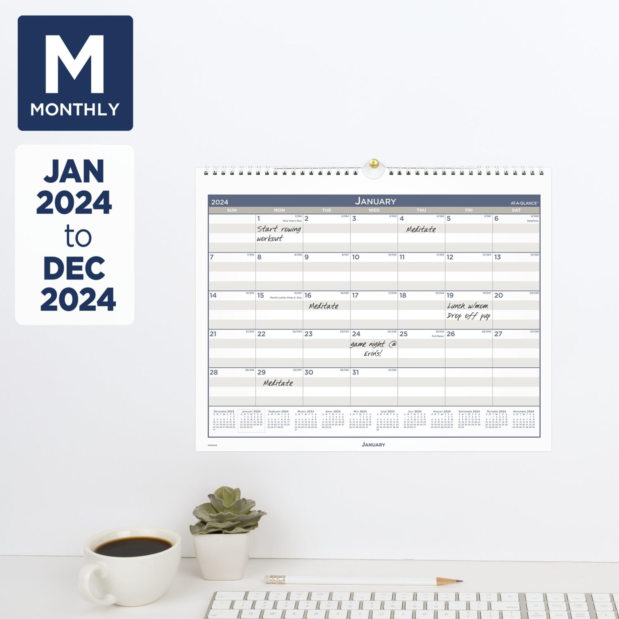 2024 AT-A-GLANCE® Multi-Schedule Vertical Monthly Wall Calendar, 15" x 12", January to December 2024, PM22MS28