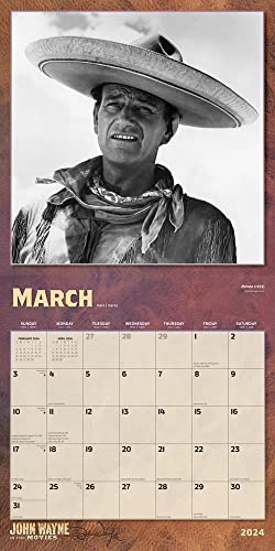 John Wayne in the Movies OFFICIAL | 2024 12 x 24 Inch Monthly Square Wall Calendar | BrownTrout | USA American Actor Celebrity Duke