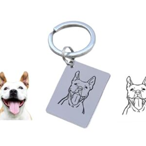 Dog Tag keyring, Customization Jewelry, Personalised Keyring - Calendar Photo Engraved Key Chain Fob - Pet Picture Jewelry, Pet Tag with Address, Dog Picture with address, Engraved your Phone Number