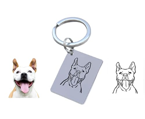 Dog Tag keyring, Customization Jewelry, Personalised Keyring - Calendar Photo Engraved Key Chain Fob - Pet Picture Jewelry, Pet Tag with Address, Dog Picture with address, Engraved your Phone Number