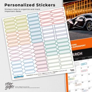 Amazing Supercars | 2024 12 x 24 Inch Monthly Square Wall Calendar | Sticker Sheet | StarGifts | Automobiles Luxury Prestige Hypercars