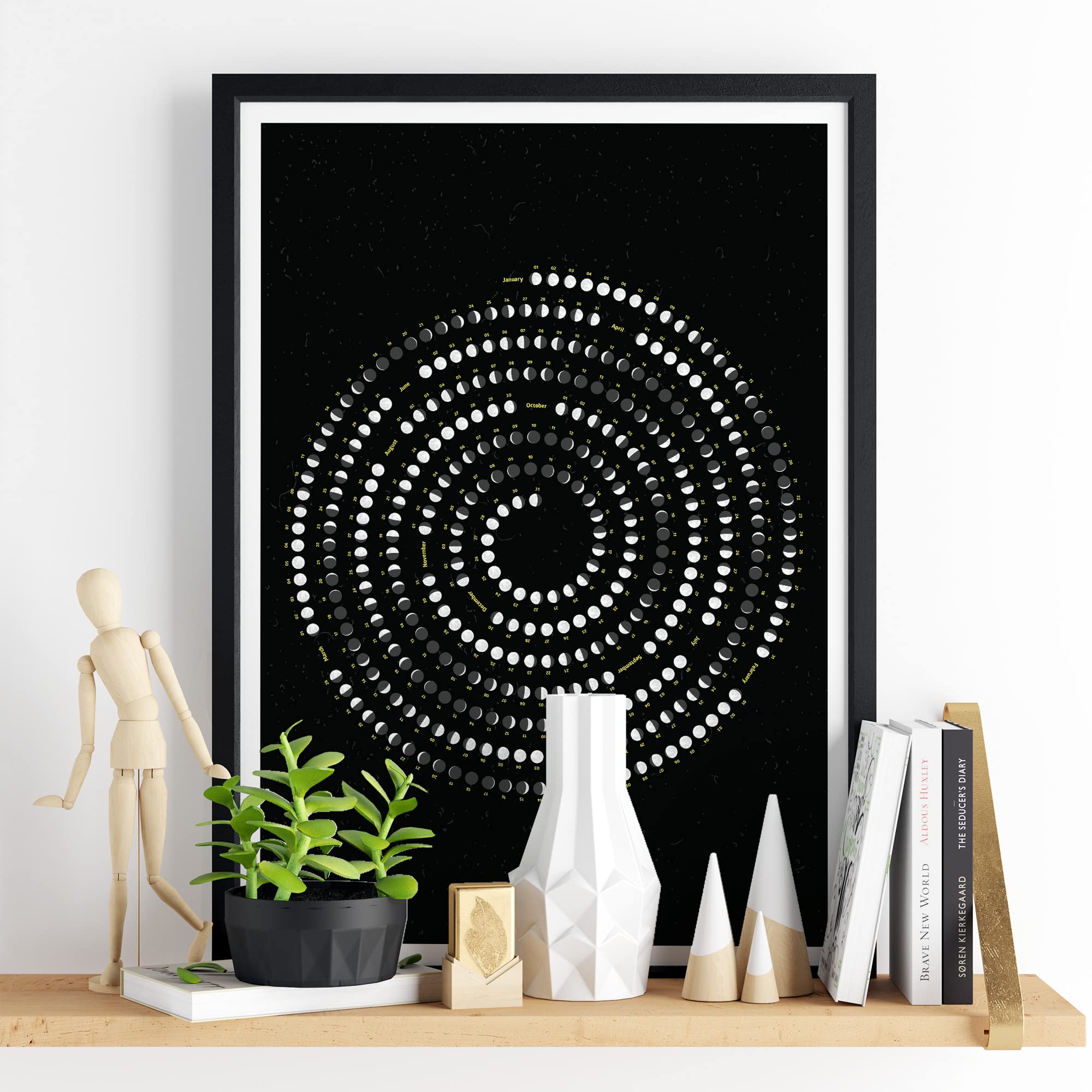 Customized Moon Calendar for Any Year Between 1900 and 2050, Personalized Lunar Phase Calendars for Past Years