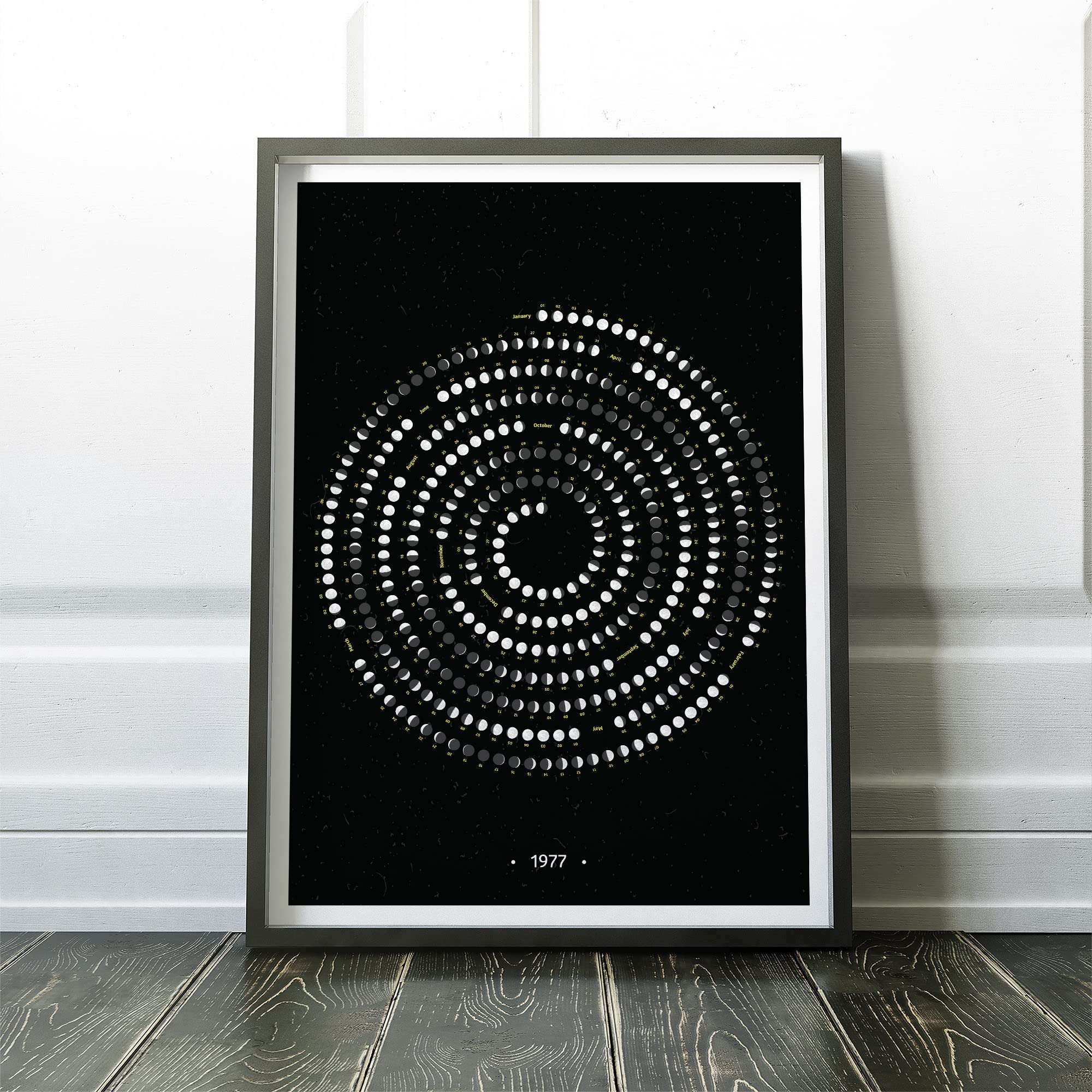 Customized Moon Calendar for Any Year Between 1900 and 2050, Personalized Lunar Phase Calendars for Past Years