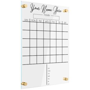 personalized acrylic calendar for wall - ships next day, made in america, clear dry erase planner for home, office, & family, glass calendar alternative, easy to clean (clear, 16x20)