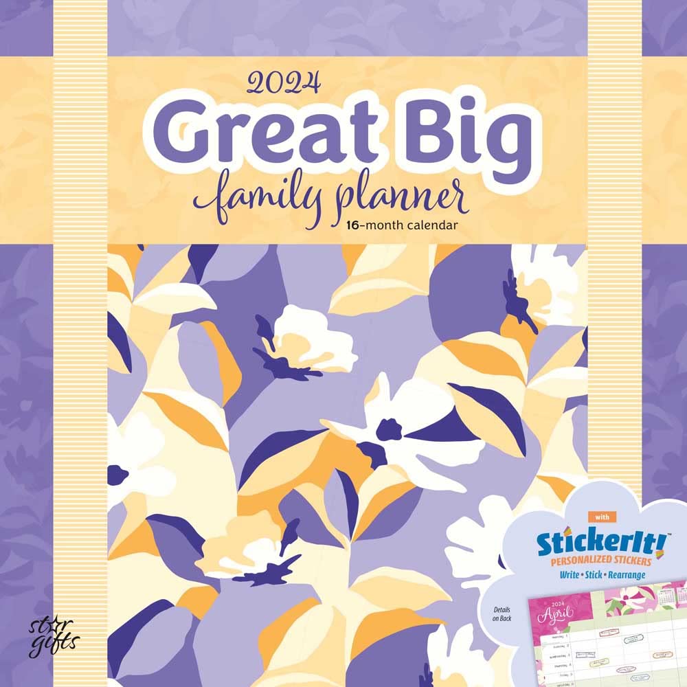 Great Big Family Planner | 2024 12 x 24 Inch Monthly Square Wall Calendar | Matte Paper and Sticker Sheet | StarGifts | Planning Organization