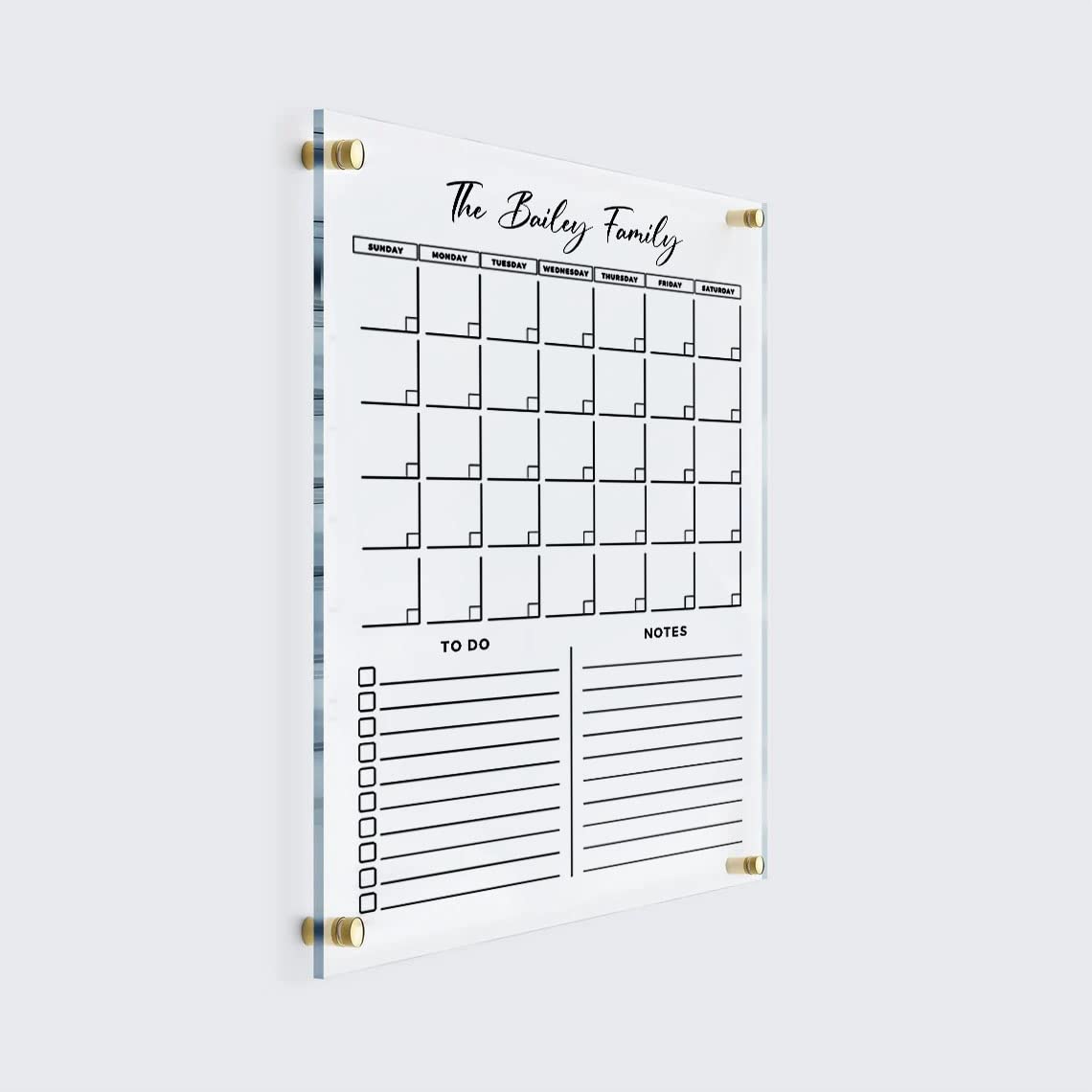 VERTICAL Acrylic Family Planner Wall Calendar - Personalized Dry Erase Board, Dry Erase Calendar, Monthly and Weekly Calendar, Transparent Calendar (20"x28", Standard Package)