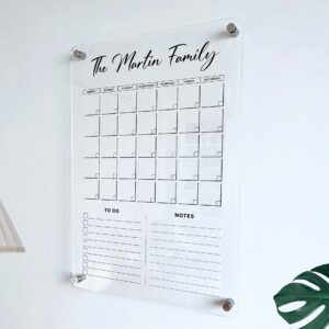 VERTICAL Acrylic Family Planner Wall Calendar - Personalized Dry Erase Board, Dry Erase Calendar, Monthly and Weekly Calendar, Transparent Calendar (20"x28", Standard Package)