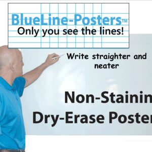 PlanetSafe's Blueline Dry-Erasable Rollable Posters - Non-Ghosting/Non-Staining - Printed 1/2" Tinted Grid - 36" X 56"