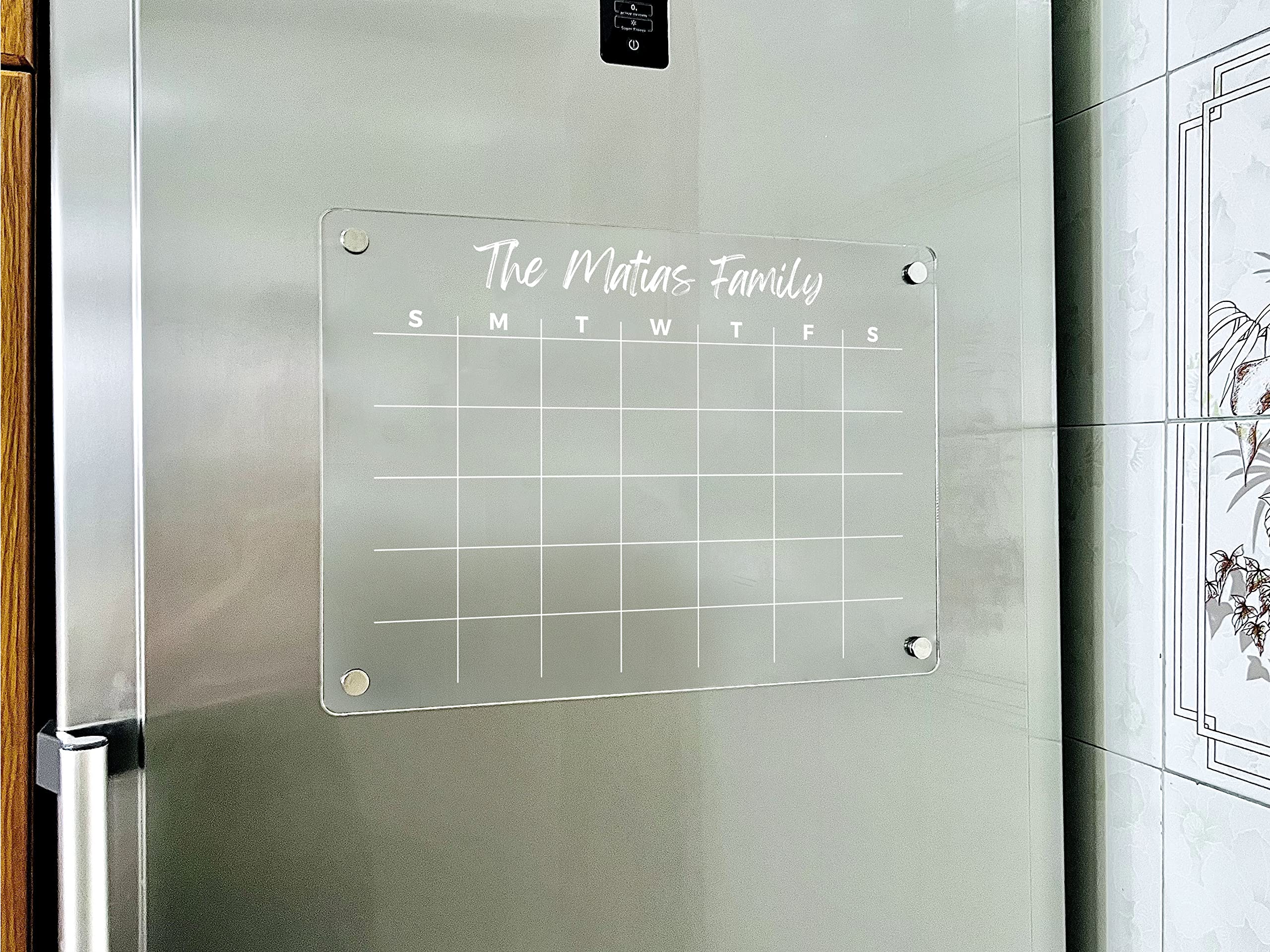 Magnetic Personalized Calendar 2024, Magnetic Fridge Calendar - Magnetic Monthly Acrylic Calendar - Acrylic Magnetic Kitchen Board - Kitchen Wall Decor