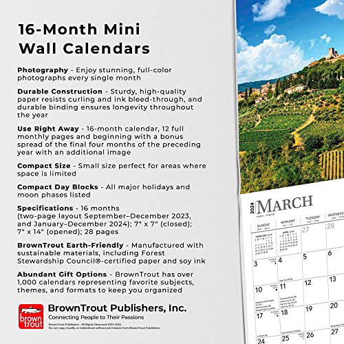 Italy | 2024 7 x 14 Inch Monthly Mini Wall Calendar | BrownTrout | Scenic Travel Europe Italian Venice Rome