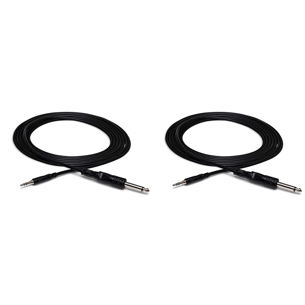 Hosa CMP-105 1/4" TS to 3.5 mm TRS Mono Interconnect Cable, 5 Feet (Pack of 2)