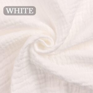 Wrinkle Gauze Cotton Material Quilting Sewing Craft Fabric Table Runners Decor Cloth for Party, Wedding Cheesecloth Kitchen Cooking (1 Yard, White)
