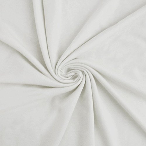 FabricLA French Terry Knit Fabric - 100% Cotton French Fabric by The Yard - Made in USA - White, 1 Yard