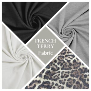 FabricLA French Terry Knit Fabric - 100% Cotton French Fabric by The Yard - Made in USA - White, 1 Yard