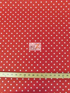 red/white small polka dots print poly cotton fabric 58"/59" width sold by the yard (p90)