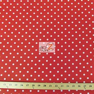 RED/White Small Polka DOTS Print Poly Cotton Fabric 58"/59" Width Sold by The Yard (P90)