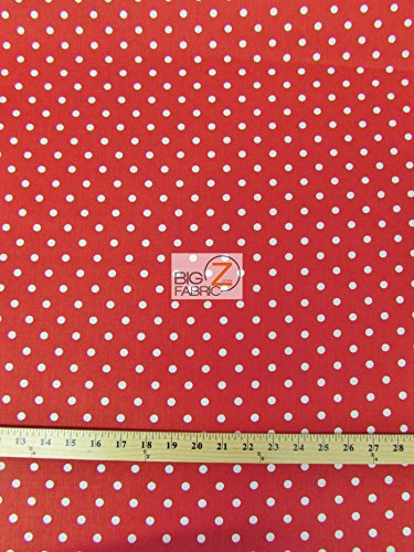 RED/White Small Polka DOTS Print Poly Cotton Fabric 58"/59" Width Sold by The Yard (P90)