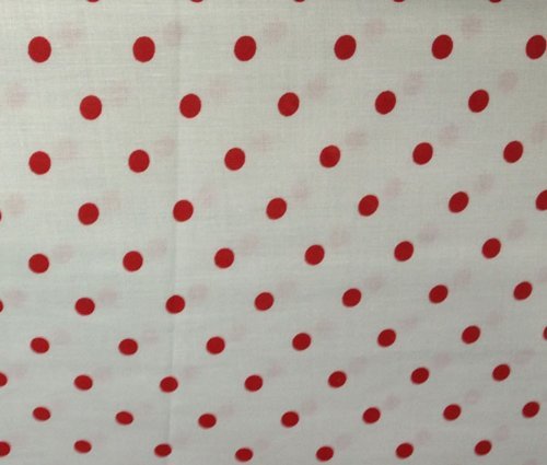 Small Polka Dot Poly Cotton Red Dots on White 58 Inch Fabric By the Yard (F.E.