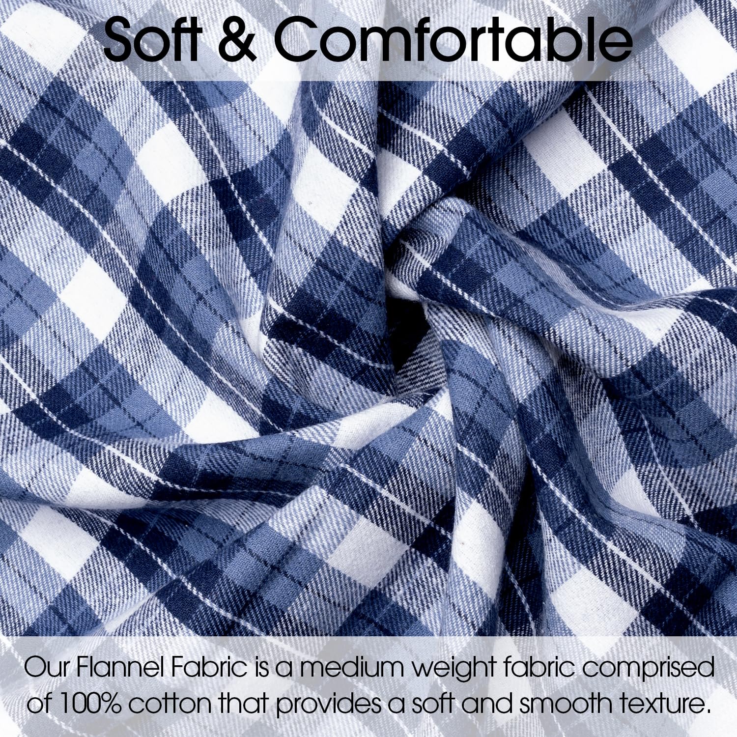 Pico Textiles 1 Yard - 100% Cotton Tartan Plaid Flannel Fabric - Sold by The Yard - Ideal for Shirts, Scarves, Pajamas & Receiving Blankets