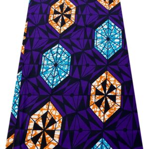 -African Ankara Veritable Wax Print Fabrics -Purple, Turquoise, Orange, White, Black- Sell by 6 Yards-100% Cotton- for Dresses