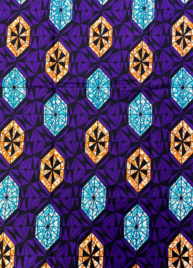 -African Ankara Veritable Wax Print Fabrics -Purple, Turquoise, Orange, White, Black- Sell by 6 Yards-100% Cotton- for Dresses