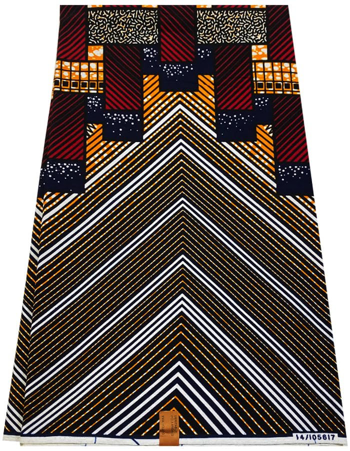 Mono Block Design African Wrapper Wax Print Fabrics-Burnt-Orange, Red, White,Dark-Blue,Black - Sell by 6 Yards-100% Cotton- for Dresses