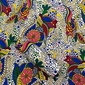 Floral Design -African Ankara Wax Print Fabrics -White, Pink,Blue, Green, Yellow, Red, Black- Sell by 6 Yards-100% Cotton- for Dresses