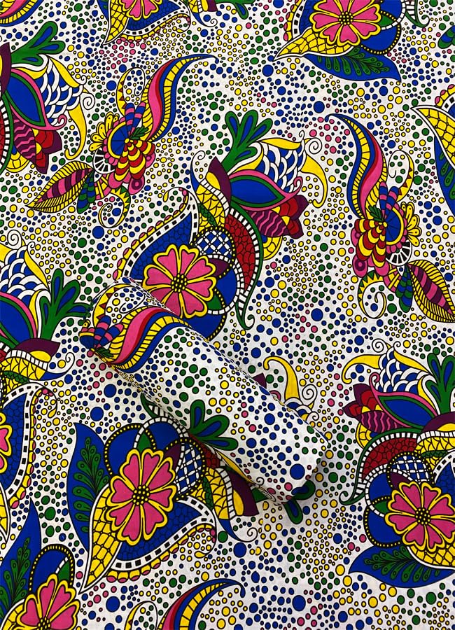 Floral Design -African Ankara Wax Print Fabrics -White, Pink,Blue, Green, Yellow, Red, Black- Sell by 6 Yards-100% Cotton- for Dresses