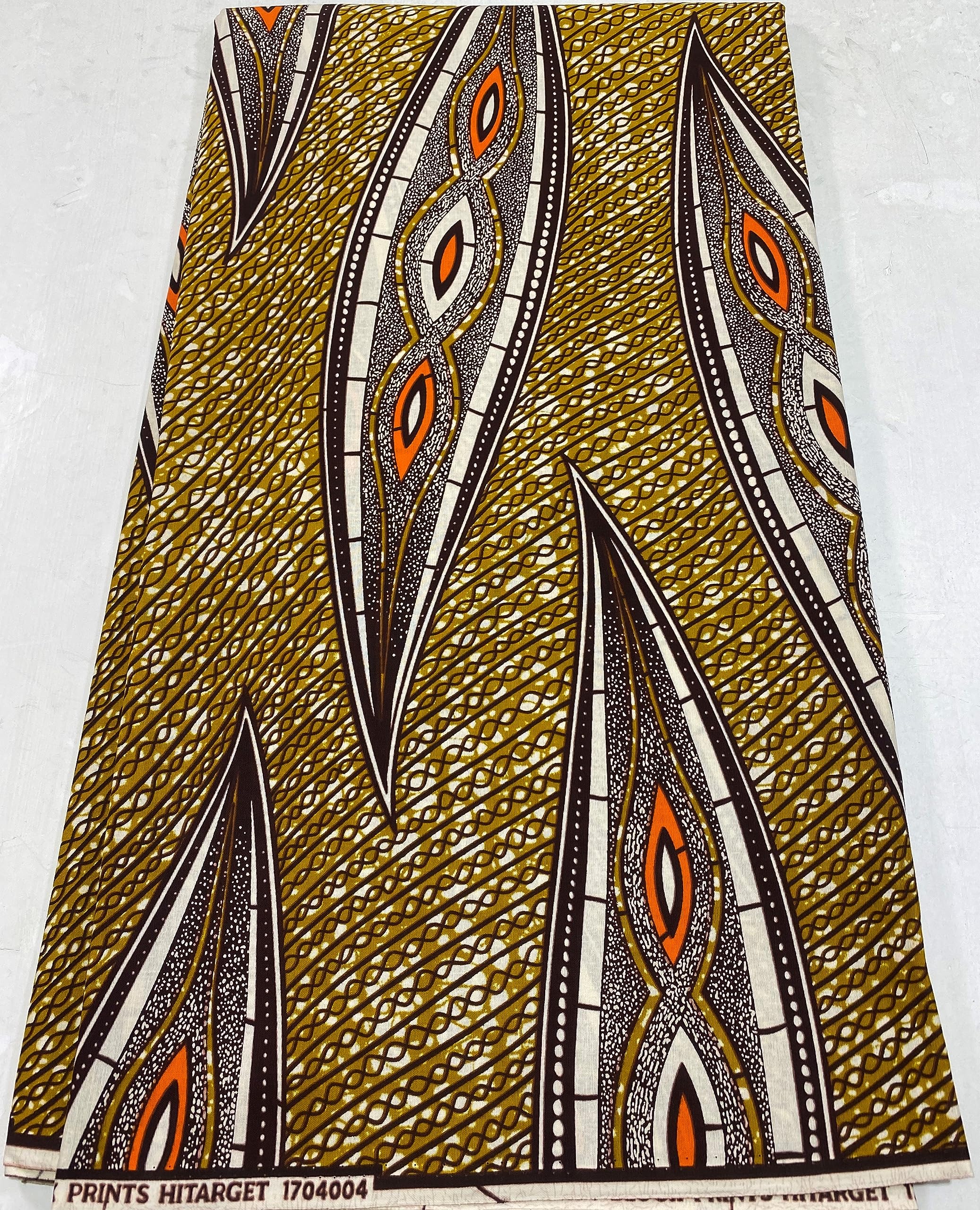 African Ankara Wax Prints Fabrics- Classical Design- White, Black, Red, Light-Brown -Sell by 6 Yards- 100% Cotton-for Men and Women