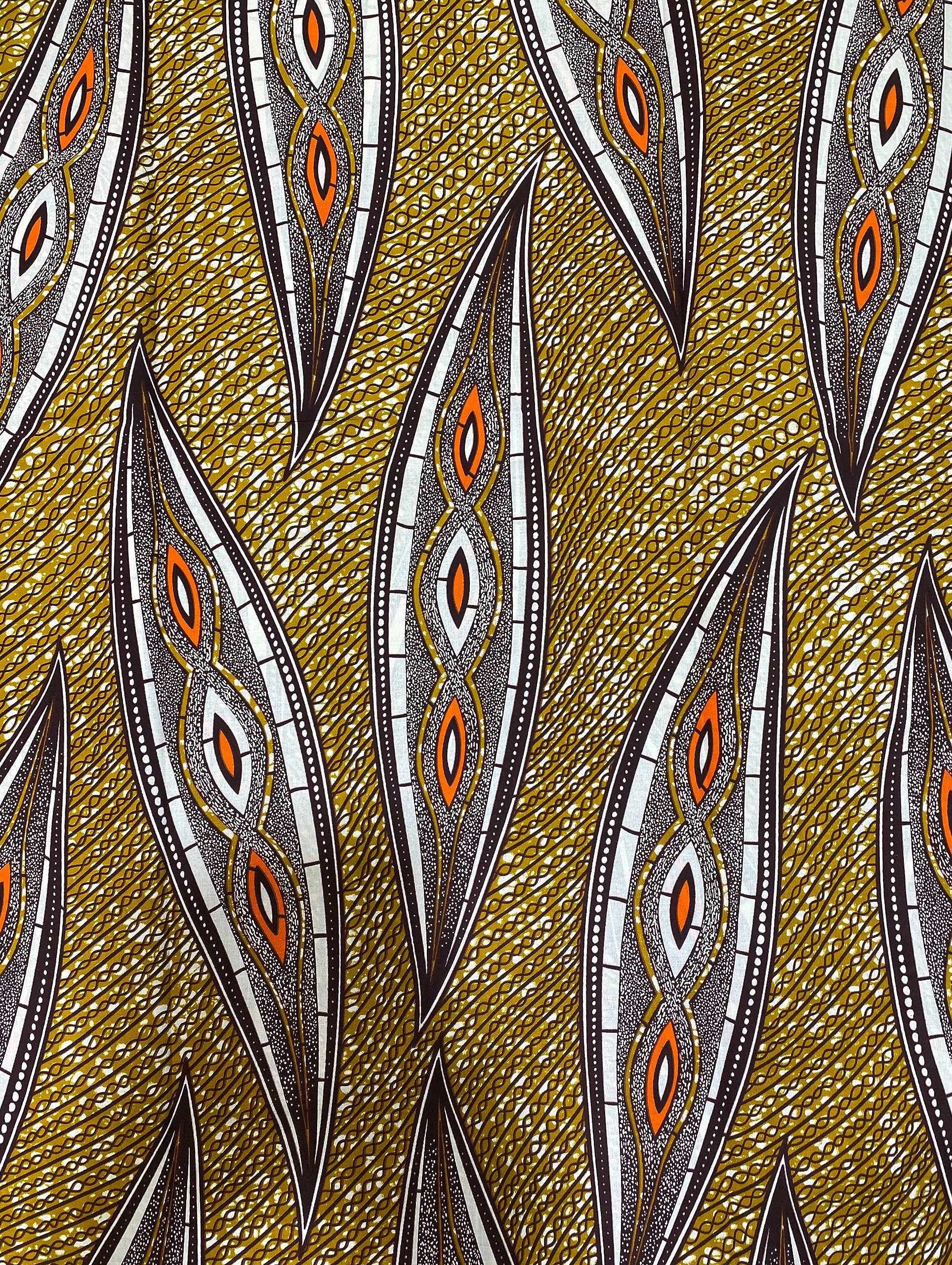 African Ankara Wax Prints Fabrics- Classical Design- White, Black, Red, Light-Brown -Sell by 6 Yards- 100% Cotton-for Men and Women