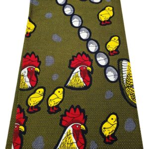 African Ankara Wax Print Fabrics -Chicken Family Design-Yellow, White, Red, Black,- Sell by 6 Yards-100% Cotton- for Dresses