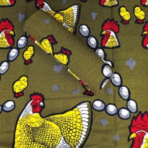 African Ankara Wax Print Fabrics -Chicken Family Design-Yellow, White, Red, Black,- Sell by 6 Yards-100% Cotton- for Dresses