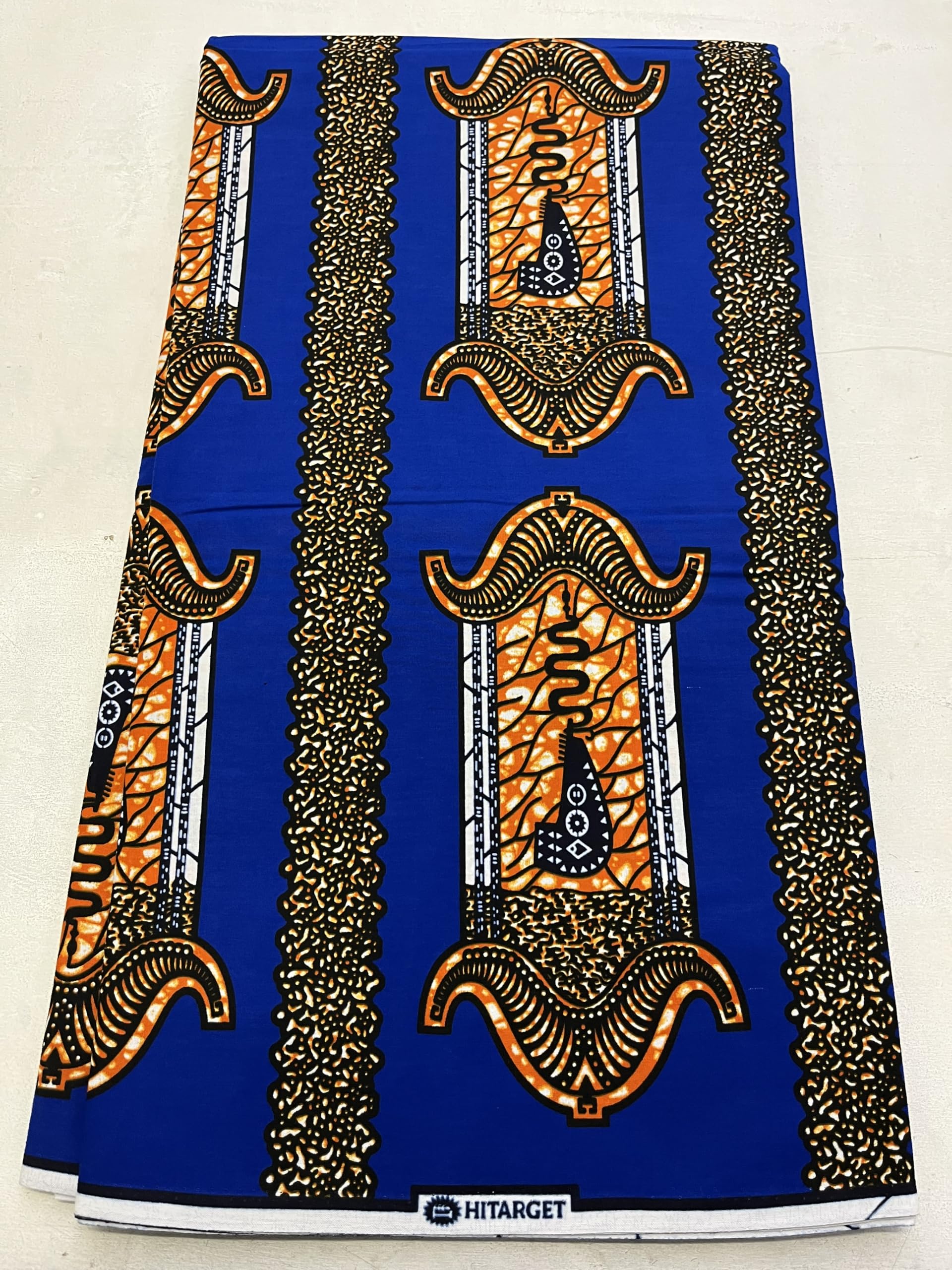 African Guaranteed Wax Block Prints Fabric/African Ankara Wrapper Fabric Wax Fabrics /-Sell by 6 Yards-100% Cotton-for Dresses- Royal-Blue, Orange, Black, White