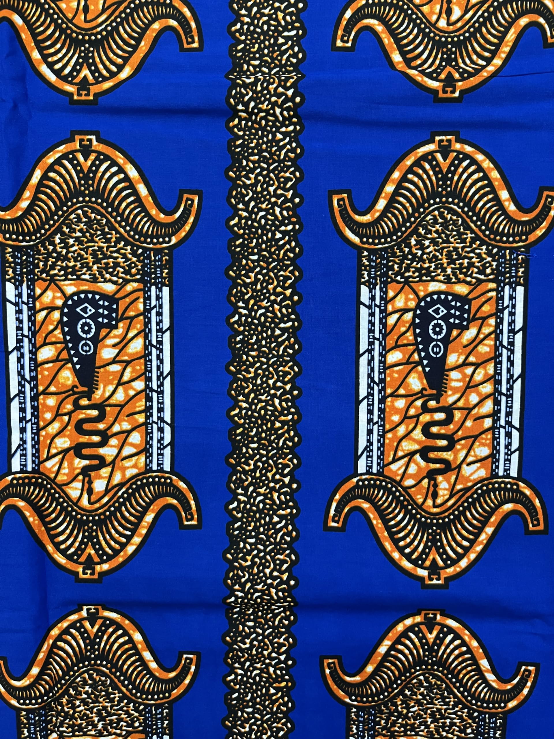 African Guaranteed Wax Block Prints Fabric/African Ankara Wrapper Fabric Wax Fabrics /-Sell by 6 Yards-100% Cotton-for Dresses- Royal-Blue, Orange, Black, White