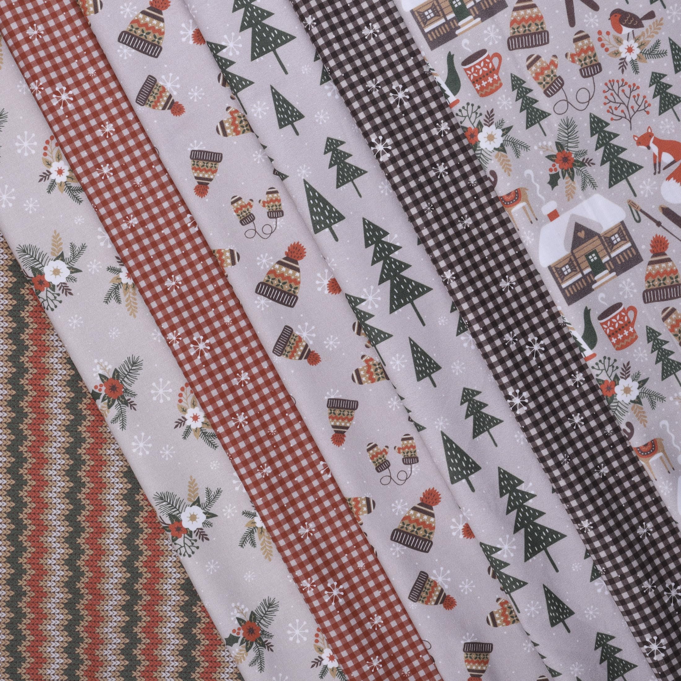 Mook Fabrics Cotton Christmas Winter Wonderland, Pewter Cut by The yard