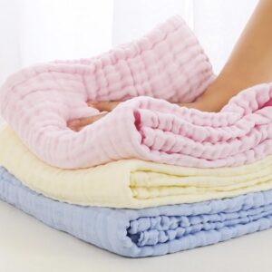 100% Pure Cotton Double Layer Crepe Fabric Double Layer Gauze Baby chlidren's Cloth Bedding Towel Cut by The Yard White