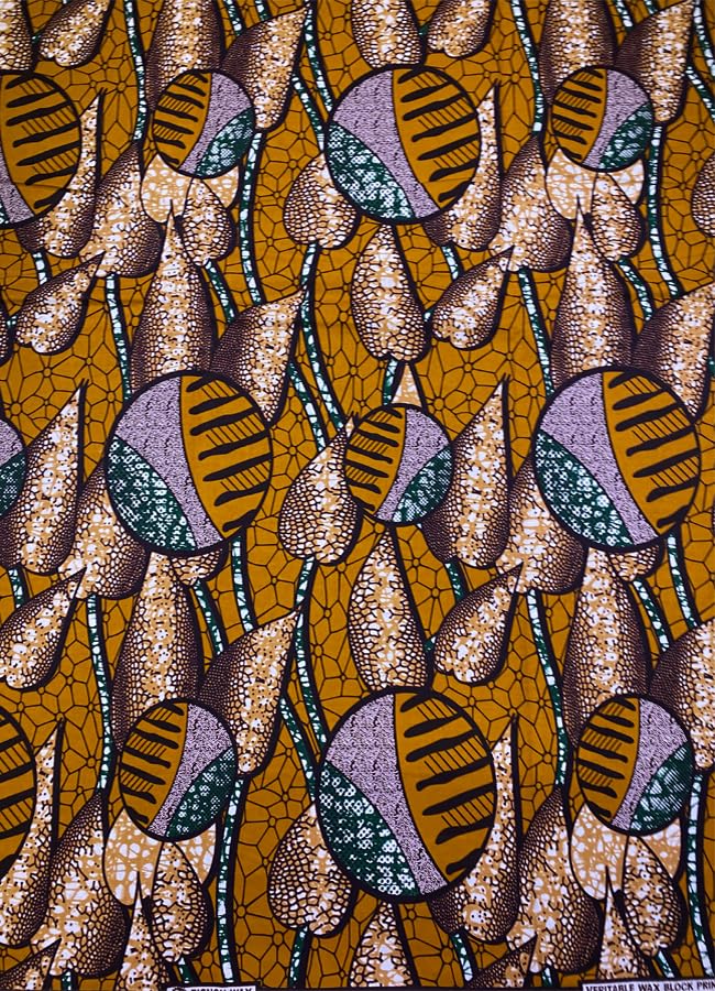 African Guaranteed Wax Block Prints Fabric/African Ankara Wrapper Fabric Wax Fabrics /-Sell by 6 Yards-100% Cotton-for Dresses- Army-Green,Golden-Brown,White,Burgundy,Light Brown