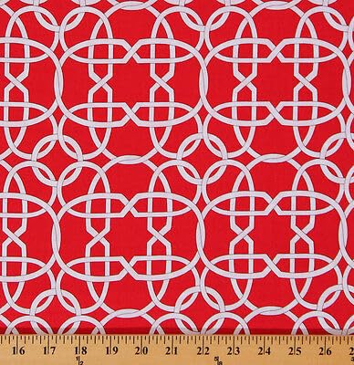 Cotton Wicker White Wicker Design on Red Cotton Fabric Print by The Yard (DC6034-REDX-D)