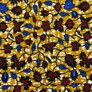 African Guaranteed Wax Block Prints Fabric/African Ankara Wrapper Fabric Wax Fabrics /-Sell by 6 Yards-100% Cotton-for Dresses- Red, Blue, White, Light-Gold