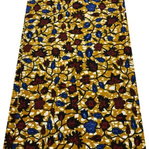 African Guaranteed Wax Block Prints Fabric/African Ankara Wrapper Fabric Wax Fabrics /-Sell by 6 Yards-100% Cotton-for Dresses- Red, Blue, White, Light-Gold